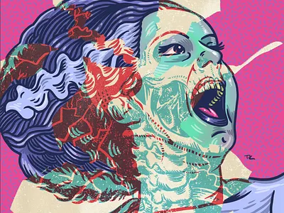 Bride of Frankenstein creature design drawing halloween horror illustration monsters portrait procreate skull