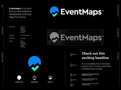 EventMaps - Logo Design branding check checkmark creative logo develop dutch event eventmaps iconography identity design logo design logos m monogram map maps monogram pin pinpoint visual identity