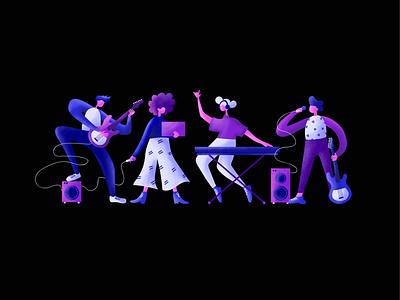 Band members design dribbble illustration illustrator music people