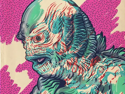 Creature from the Black Lagoon (1957) creature drawing horror horror movie illustration monsters portrait