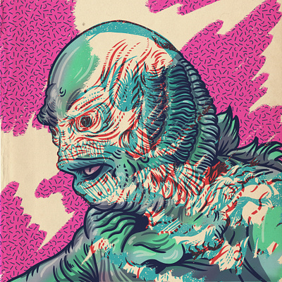 Creature from the Black Lagoon (1957) creature drawing horror horror movie illustration monsters portrait