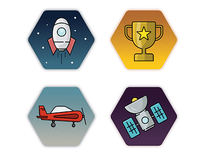 Flight and Space Icons badge badge logo branding design education flat icon illustration illustrator logo minimal vector