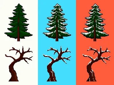 Pixel Trees art branding colorful design game design gimp illustration logo photoshop pixel pixelart pixels snow trees vector