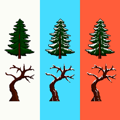 Pixel Trees art branding colorful design game design gimp illustration logo photoshop pixel pixelart pixels snow trees vector