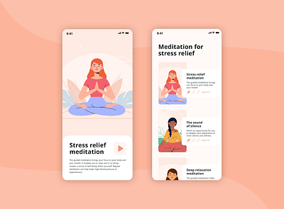 UI for meditation app app color design flat illustration minimal ui vector web