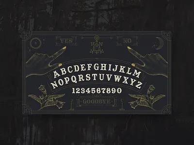 Ouija Board halloween illustraion layout ouija stippling
