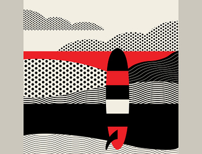 Totally Board abstract design black branding design geometric illustration ocean pattern design red surfboard trufcreative vector