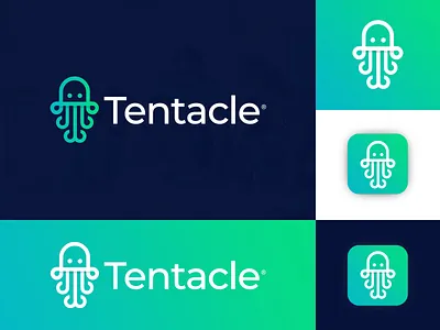 Tentacle Logo Design animal app aquatic brand branding colorful company illustration logo design mascot monogram octopus octopus logo saymon studio symbol