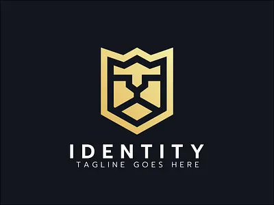 King Lion logo brand crown gold guard king lion logo luxury shield