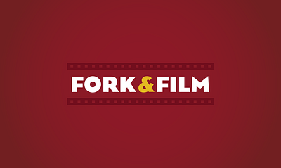 Fork & Film branding branding design identity design logo design movie night movies red