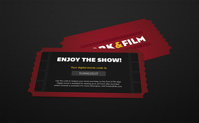 Fork & Film Movie Code film meal movie movie ticket print design streaming ticket