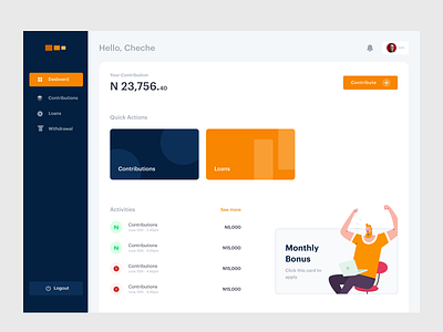 Dashboard Design balance blue dashboad finance fintech illustraion orange project uiux