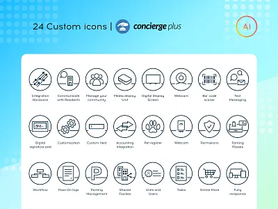 Concierge plus - 24 Icons adobeillustator ai branding design flat icon illustration property ui ux