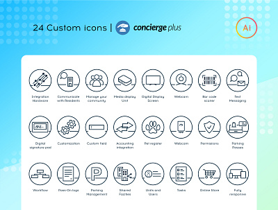 Concierge plus - 24 Icons adobeillustator ai branding design flat icon illustration property ui ux