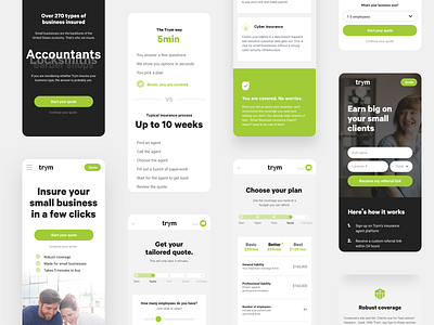 Trym mobile brand design flow form landing page layout mobile page product responsive design website