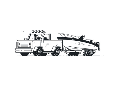 Haulin' 4x4 black boat haul line trailer truck white