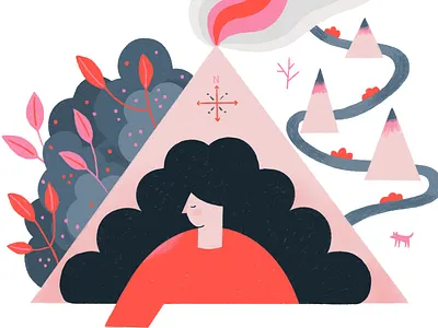 Dream character design digital illustration dog dream editorial girl illustration plants procreate woman