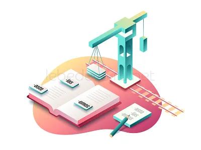 Illustration for linguistic project design illustration isometric design language linguistics spanish vector