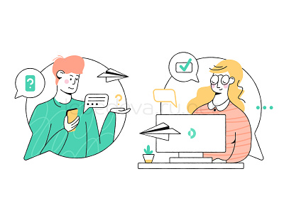 Illustration for landing character communication connection design illustration vector