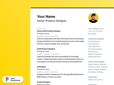 CV / Resume - Figma Template cv figma resume template