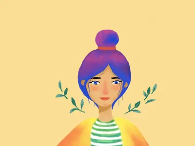 Girl character 2d art art colorfull cute design doodle illustration simple sketches watercolor