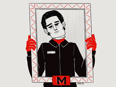 M is for Michael Myers abc of horrors design halloween illustration michael myers mid century retro the shape vintage