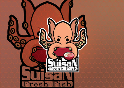 Suisan Sushi branding design esport logo flat icon illustration logo mascot design minimalist vector