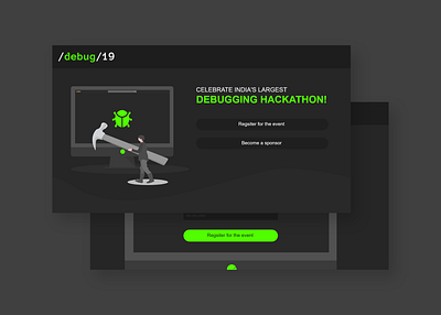 Debugging Hackathon Form - Daily UI 001 bug code daily ui dailyui dailyui 001 dailyuichallenge debug design form green grey landing landing page programmer ui uidesign uiux website website design