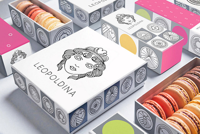 Leopoldina, Macaroons Boutique 3d art art direction bojana knezevic branding design identity design illustration logo macarons packaging pastry shop patterns photoshop typography visual identity