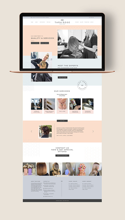 Tara Rose Website Mockup beauty branding design hair hair salon identity logo luxury pink website