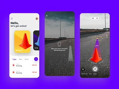 Augmented Reality Fitness Assitant App app ar athletic augmented reality augmentedreality bold calorie design fitness health iphone mobile modern sports tracking user interface design ux virtual assistant virtual reality virtualreality