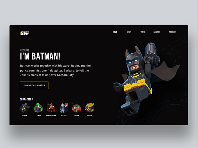 The Lego Batman Movie Landing Page Concept design icon minimal typography ui ux web website