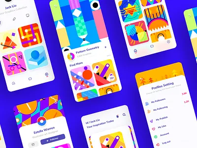 Art Collection App Concept affinitydesigner app design blue collection colorful concept design geometry graphics pick skctch application