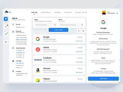 Job Search Portal careers clean clean design dashboard employee interface job job listing portal seeker ui website