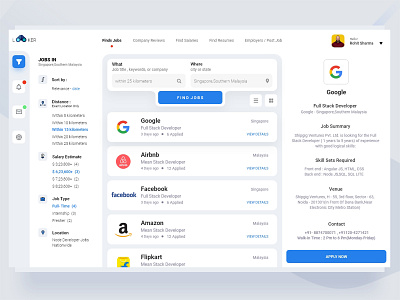 Job Search Portal careers clean clean design dashboard employee interface job job listing portal seeker ui website