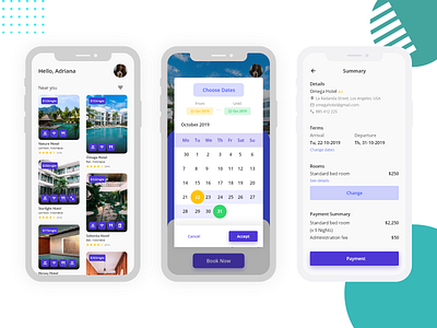 Hotel Booking App app booking app design hotel app logo payment typography ui ux vector