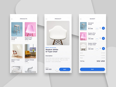 Furniture shop app design kacper michalik product ui user experience user interface ux visual design