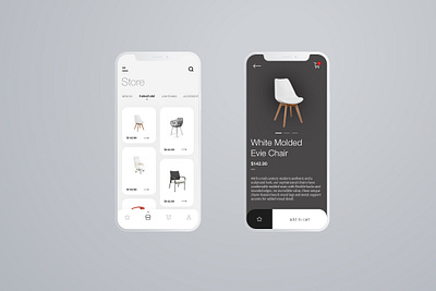 Minimal E Commerce App adobe xd app design bauhaus chair challenge clean e commerce flat design furniture minimal minimal app minimal design modern app modern design modernism online store ui uiux user interface ux