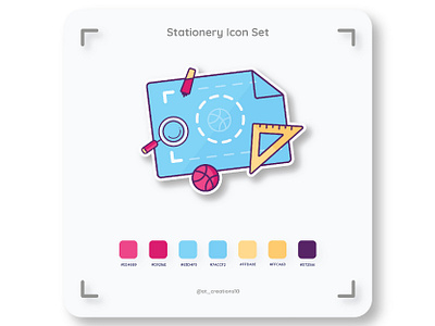 Stationery Icon Set adobe animation branding design dribble flat illustration illustrator logo pen pencil search simple staionery typography ui ux vector