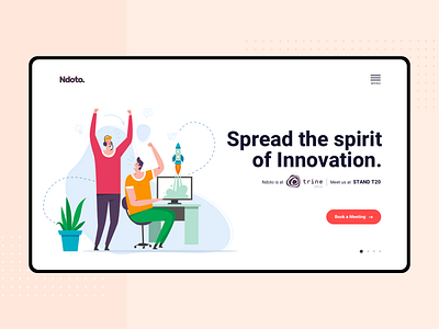 Home Page for Startup Mission banner business home illustration landingpage minimal red startup team web