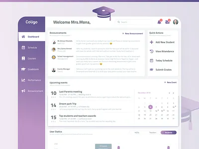 School Admin Dashboard - Learning Management System (Coligo) admin admin dashboard admin design admin panel dashboad entrepreneurship learning learning management system school ui ux