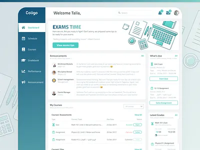 Student Dashboard - Learning Management System (Coligo) dashboard entrepreneurship learning learning management system management sketch student system ui ux