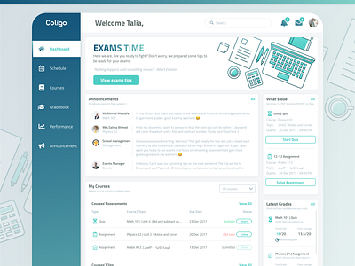 Student Dashboard - Learning Management System (Coligo) dashboard entrepreneurship learning learning management system management sketch student system ui ux