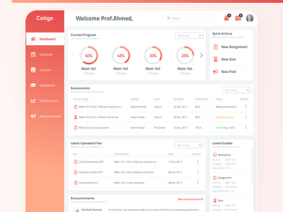 HOD Dashboard - Learning Management System (Coligo) dashboad entrepreneurship hod hod learning learning management system management school ui ux