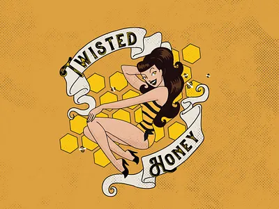 Twisted Honey Tequila Label adobe illustrator beverage design design label design logo vector vintage
