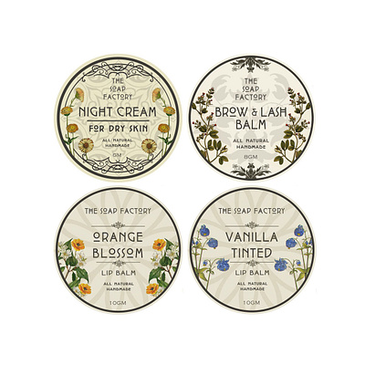 The Soap Factory Cosmetic Labels botanical cosmetic cosmetic packaging design label label design