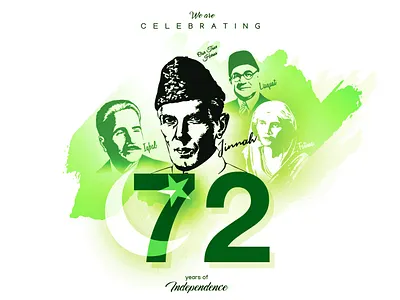 Pakistan Independence day card design heros illustrations pakistan sketches