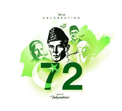 Pakistan Independence day card design heros illustrations pakistan sketches