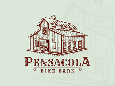 Hand Drawn Logo of Pensacola Bike Barn artwork branding crafts design hand drawn illustraion logo old style sketch vector vintage