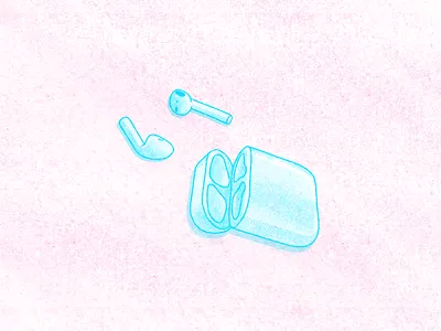 Airpods Illustration apple bluetooth branding design halftone illustration ios ipad iphone logo music procreate vector